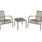 Conjunto de 3 muebles de salón para jardín exterior en polipropileno sillón silla mesa gris tórtola 832v