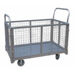 Carro de rejilla de acero para transporte de mercancías en el almacén capacidad de carga 600 kg ruedas 642sa