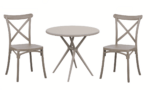 Kit mesa redonda cm Ø80 cm+ 2 sillas polipropileno bar restaurante interior exterior gris paloma 627v