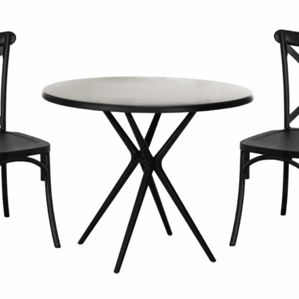 Kit mesa redonda cm Ø80 cm+ 2 sillas polipropileno bar restaurante interior exterior negro627v