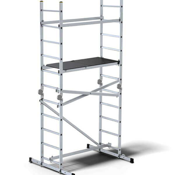 Escalera de plataforma de andamio de aluminio ajustable de 11 peldaños IK