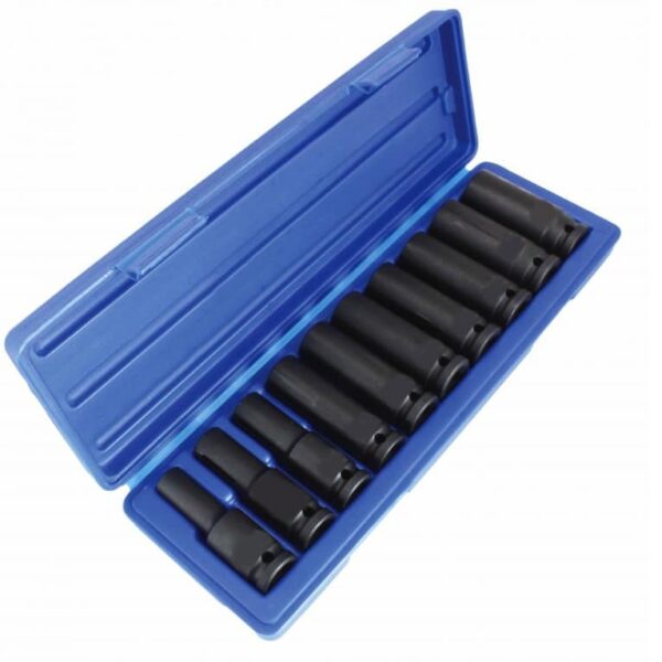 Juego de vasos largos reforzados de 1/2″ para llave de impacto neumática de 10 a 24 mm 151sa