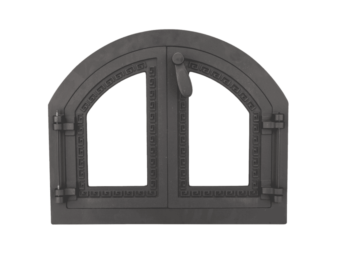 Puerta de hierro fundido para horno de leña puerta para pizza 2 puertas de cristal arqueadas 59 x 48 cm h  154ev - Imagen 3