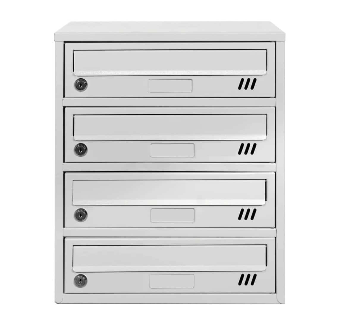 buzon 4 posti Buzón de condominio buzón de 4 espacios ranuras casa edificio de condominio blanco vertical 440sf - Imagen 1