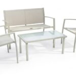JUEGO 4 PIEZAS SALA DE ESTAR JARDÍN EXTERIOR ZONA DE ESTAR SOFÁ SOFÁ SILLONES MESA DE CENTRO GRIS PALOMA 966df
